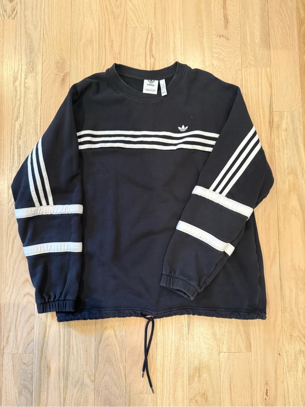 ADIDAS originals retro stripe sports round neck pullover